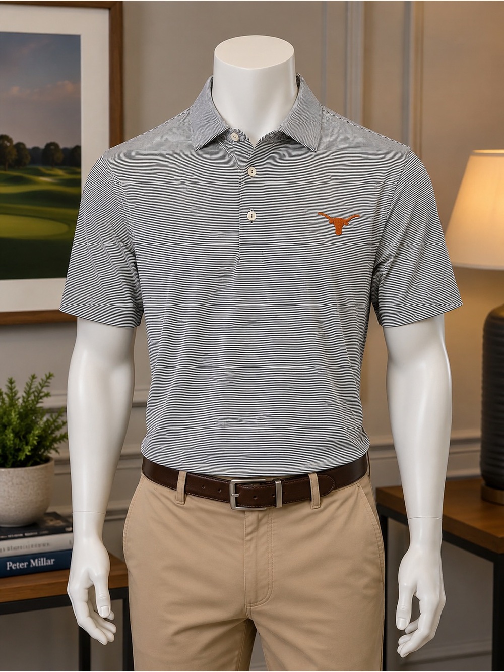 Peter Millar Men’s University of Texas Black & White Performance Polo M3XL NWT